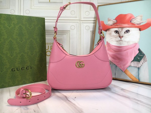 Gucci Aphrodite Grained-Leather Women's Pink Shoulder Bag