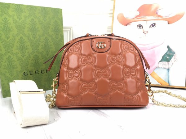 Gucci GG Matelasse Dome Light Brown Shoulder Bag