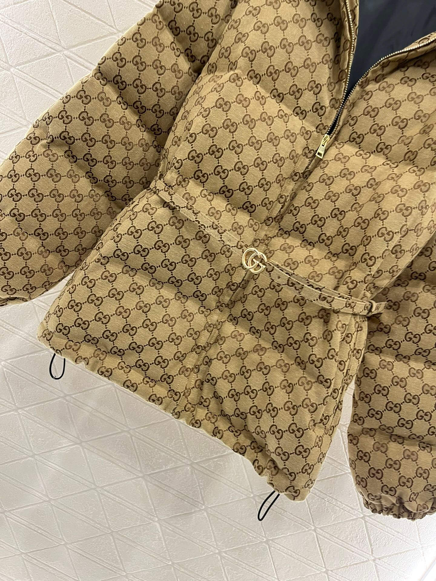 Gucci Women's GG Canvas Padded Bomber Jacket in Beige and Ebony - Image 8