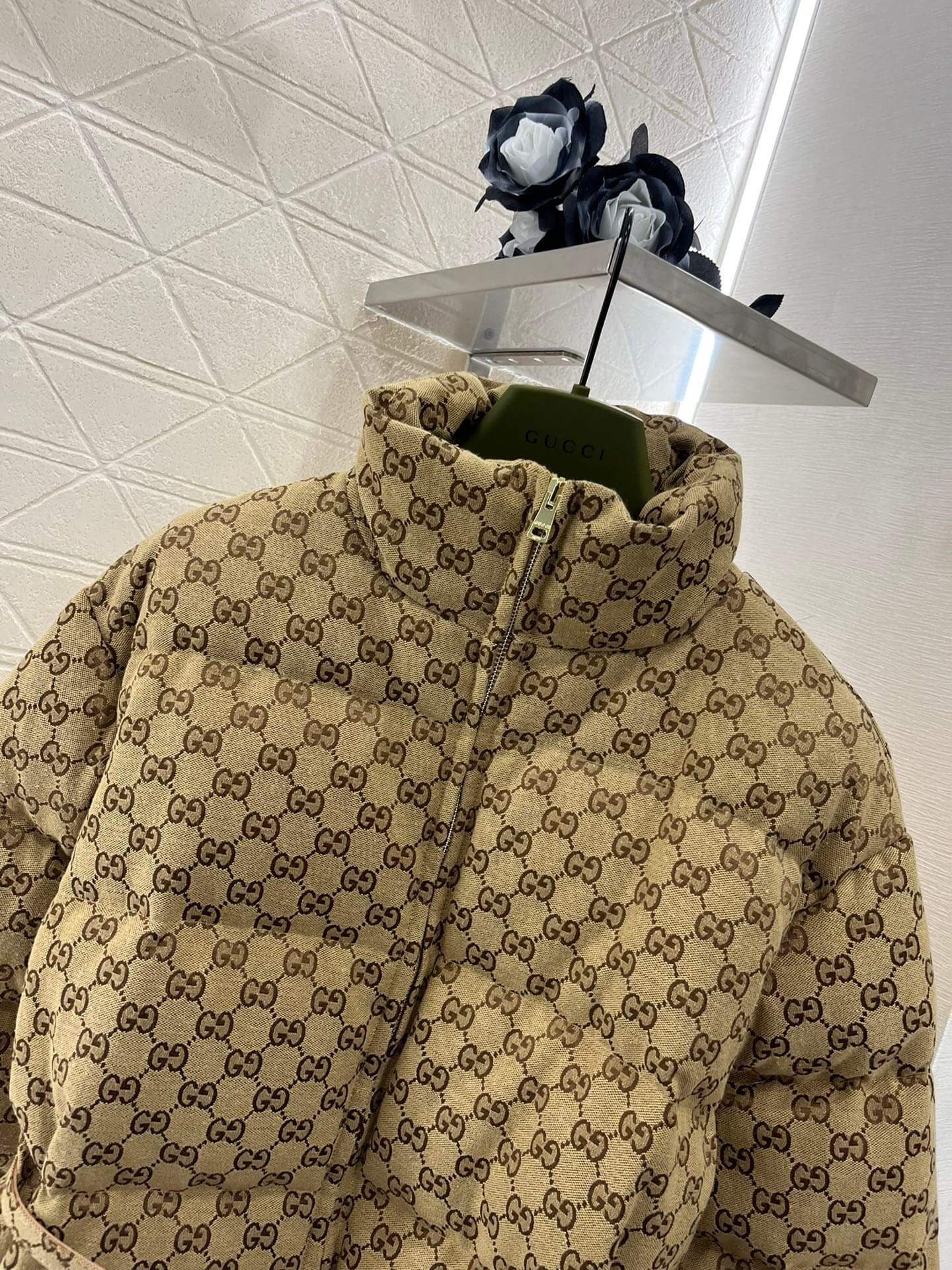 Gucci Women's GG Canvas Padded Bomber Jacket in Beige and Ebony - Image 3