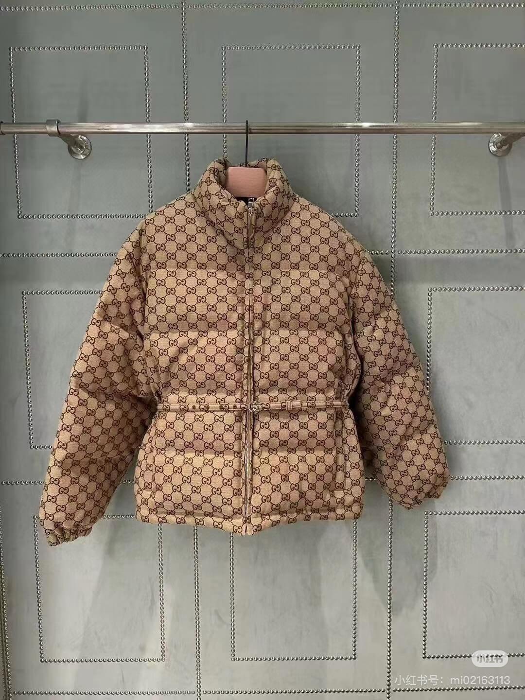 Gucci Women's GG Canvas Padded Bomber Jacket in Camel and Ebony - Image 3