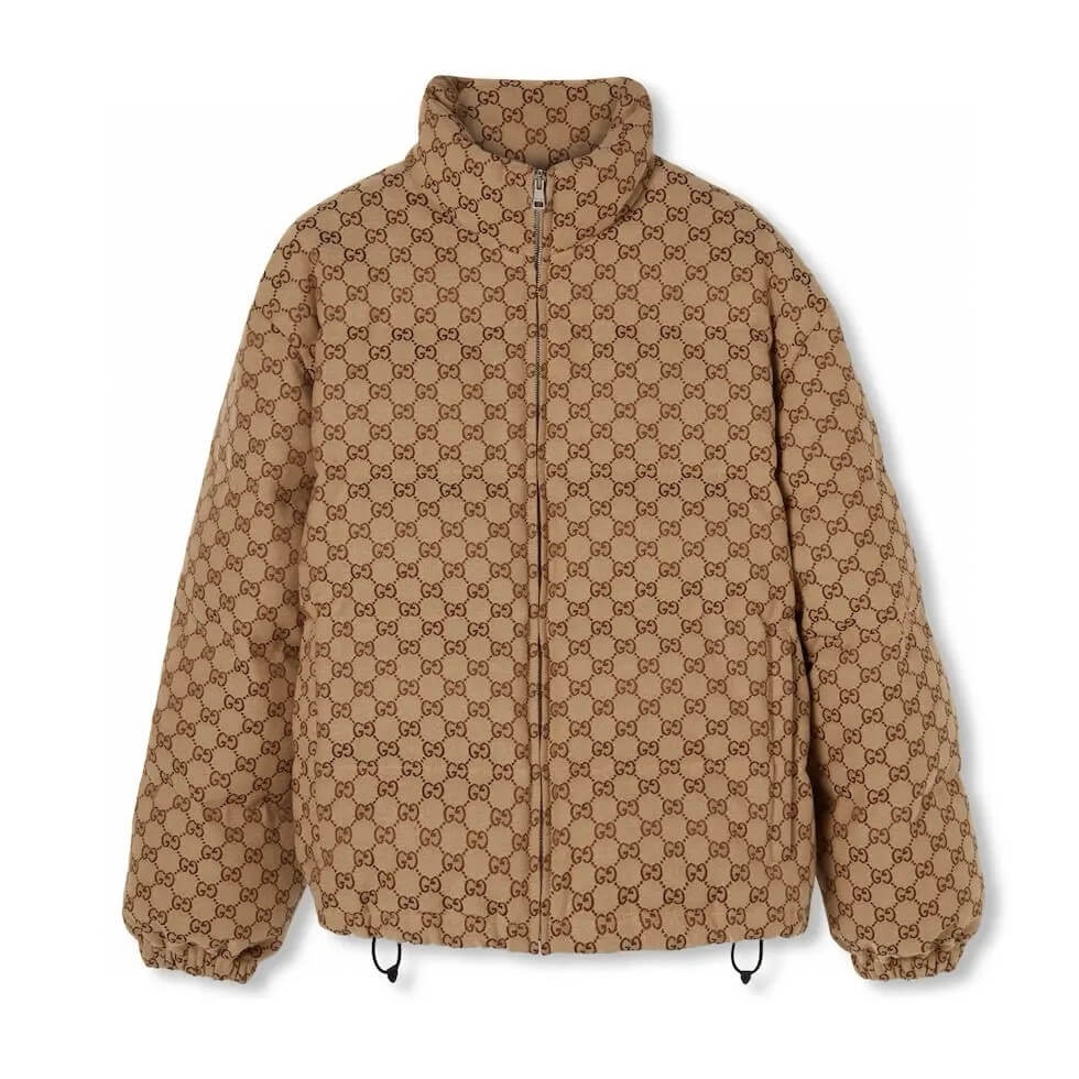 Gucci Women's GG Canvas Padded Bomber Jacket in Camel and Ebony - Image 5