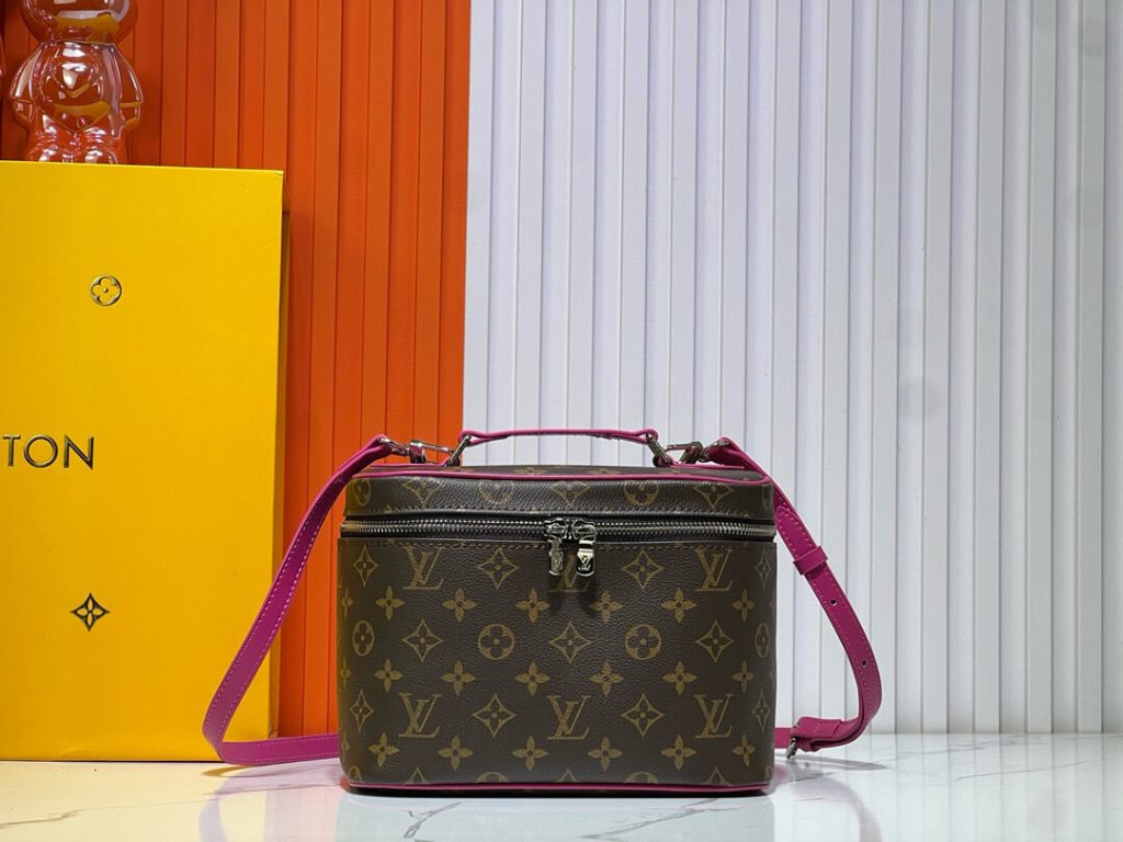 Louis Vuitton Monogram Macassar Canvas Nice BB Vanity Case with Pondichery Pink Details