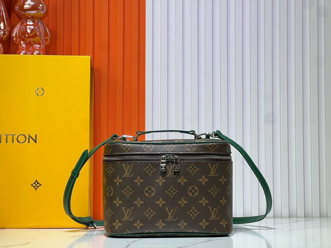 Louis Vuitton Monogram Macassar Canvas Nice BB Vanity Case with Green Details