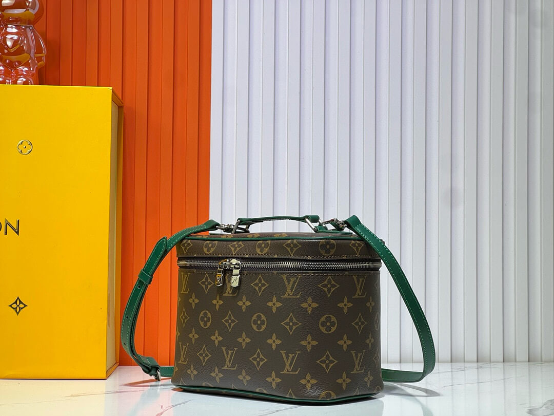 Louis Vuitton Monogram Macassar Canvas Nice BB Vanity Case with Green Details - Image 2