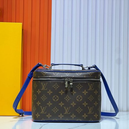 Louis Vuitton Monogram Macassar Canvas Nice BB Vanity Case with Blue Details