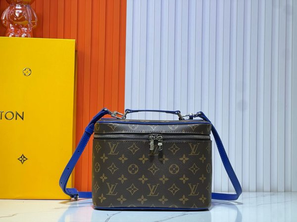 Louis Vuitton Monogram Macassar Canvas Nice BB Vanity Case with Blue Details