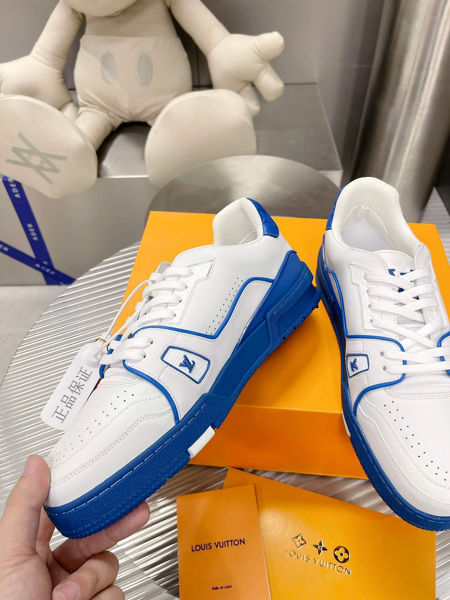 Louis Vuitton LV Trainer Sneaker in White/Blue - Image 2