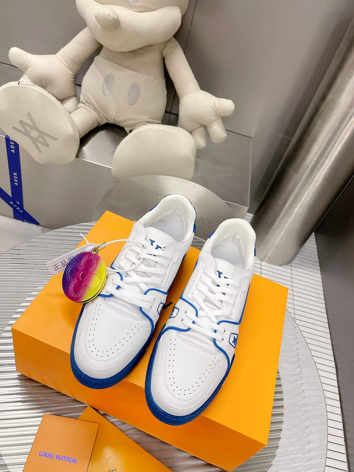 Louis Vuitton LV Trainer Sneaker in White/Blue - Image 3