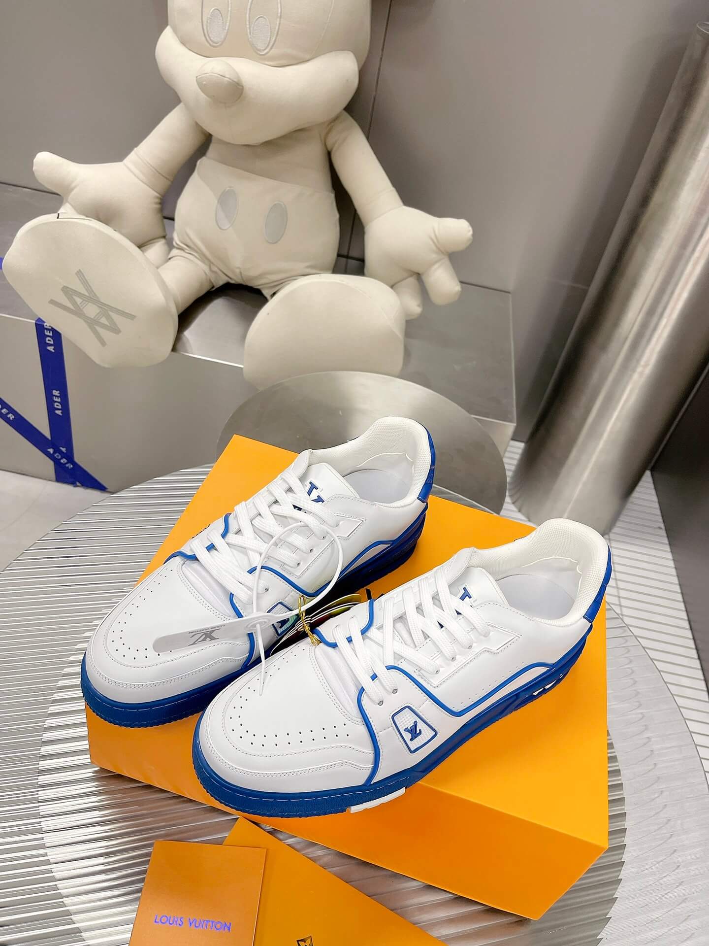 Louis Vuitton LV Trainer Sneaker in White/Blue - Image 4