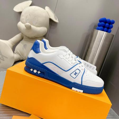Louis Vuitton LV Trainer Sneaker in White/Blue