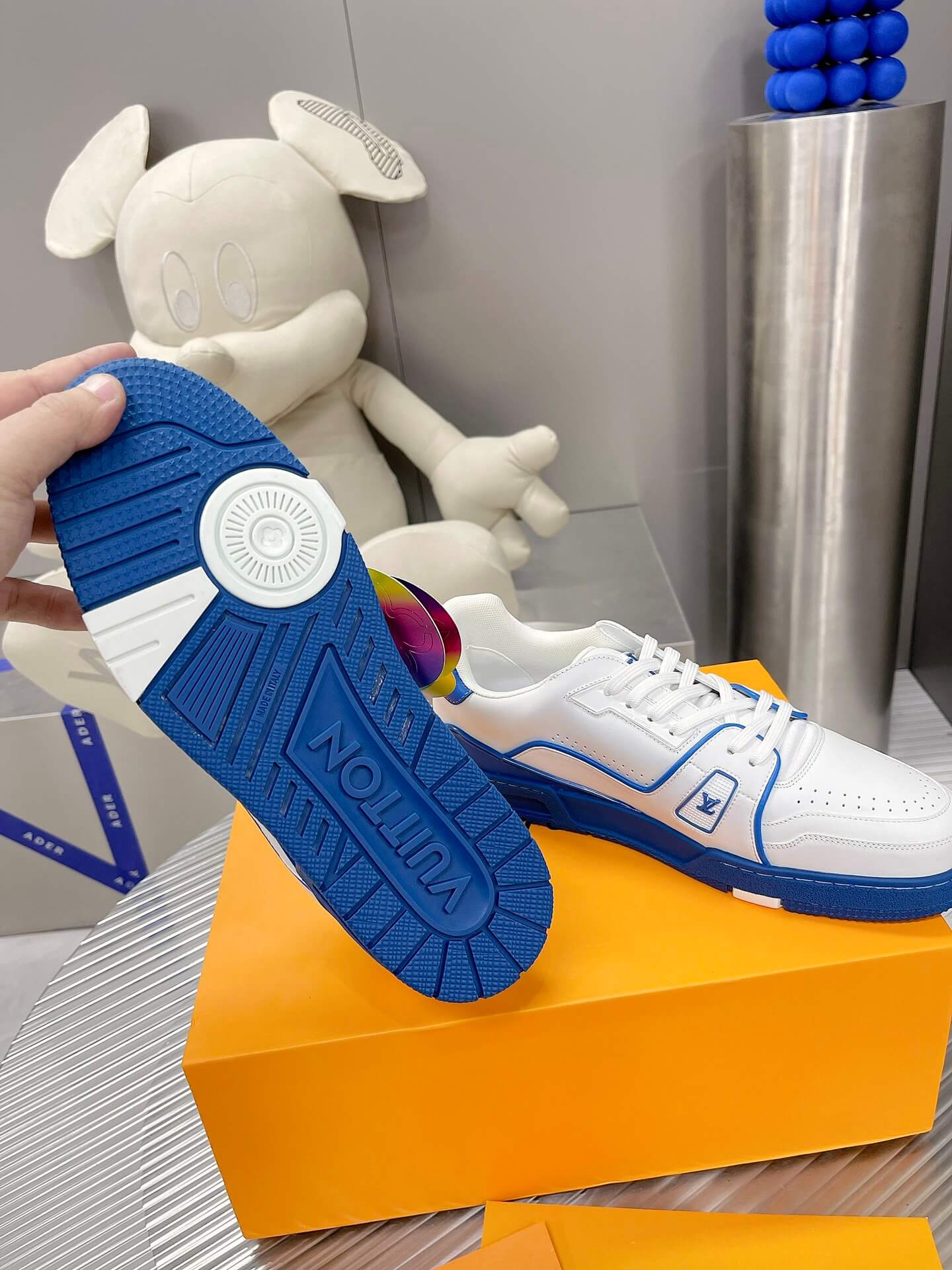 Louis Vuitton LV Trainer Sneaker in White/Blue - Image 7