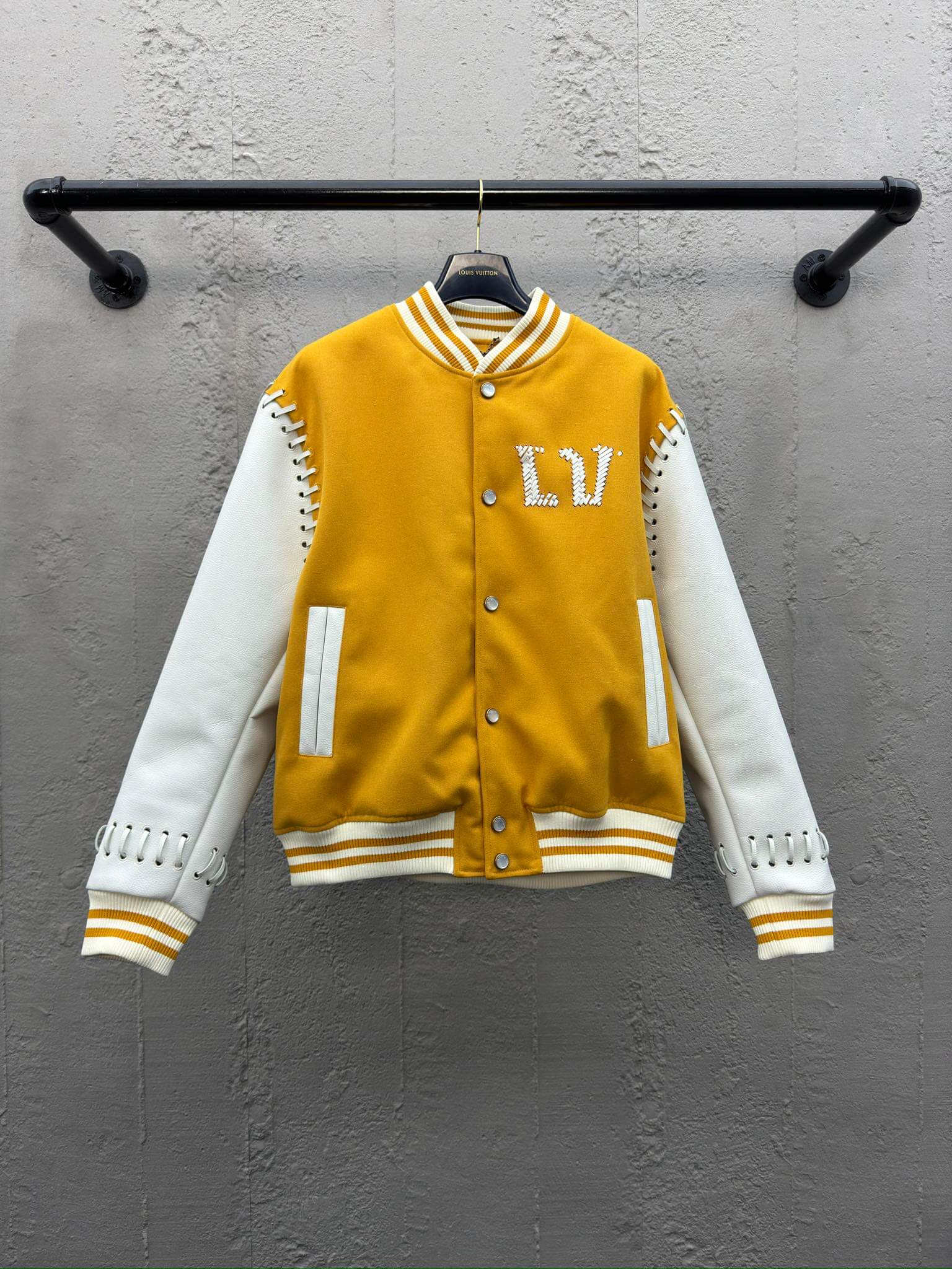Louis Vuitton LV Yellow Embroidered Varsity Blouson Jacket - Image 3