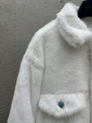 Louis Vuitton LV Turquoise Mink White Jacket - Image 2