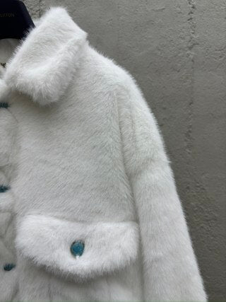 Louis Vuitton LV Turquoise Mink White Jacket - Image 9