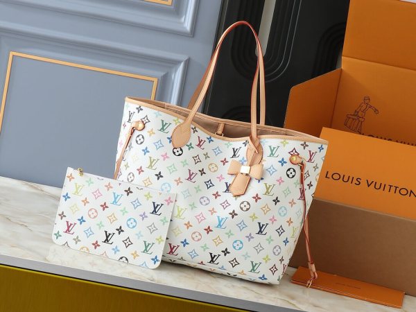 Louis Vuitton LV X Murakami TM Monogram Canvas Neverfull MM White Tote Bag