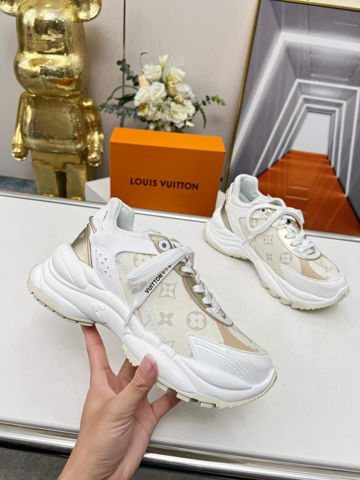 Louis Vuitton Monogram Canvas Run 55 Trainer in Beige - Image 2