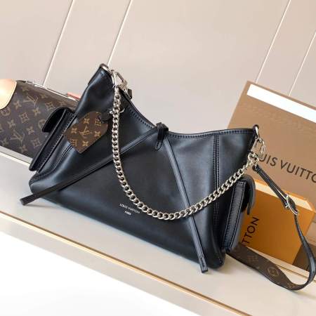 Louis Vuitton Black Leather CarryAll Cargo Vibe MM Handbag