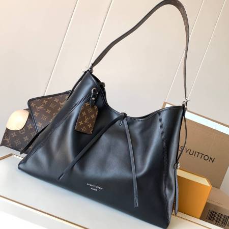 Louis Vuitton Black Leather CarryAll Vibe MM Handbag