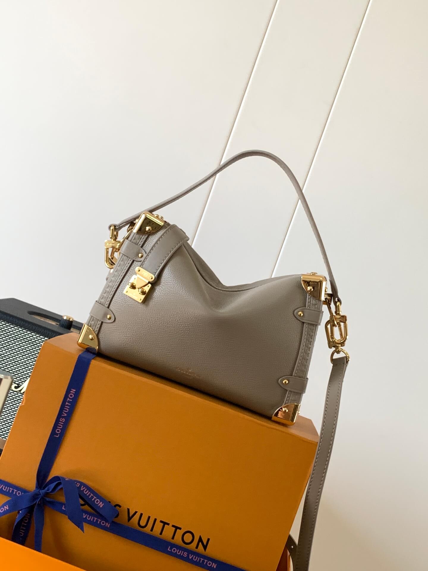 Louis Vuitton Leather MM Side Trunk Bag in Taupe - Image 11