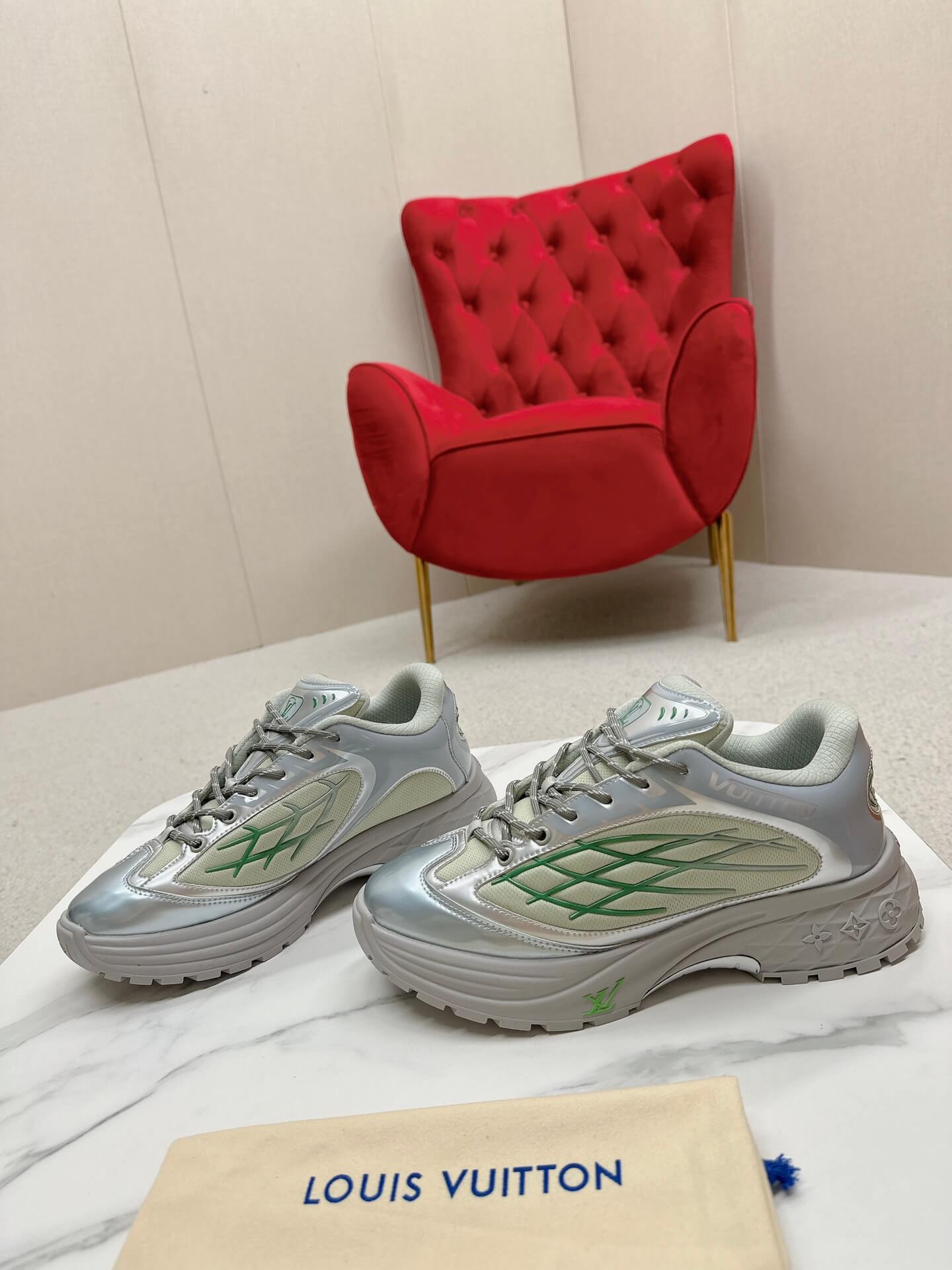 Louis Vuitton Discovery Lace Up Sneaker in Grey