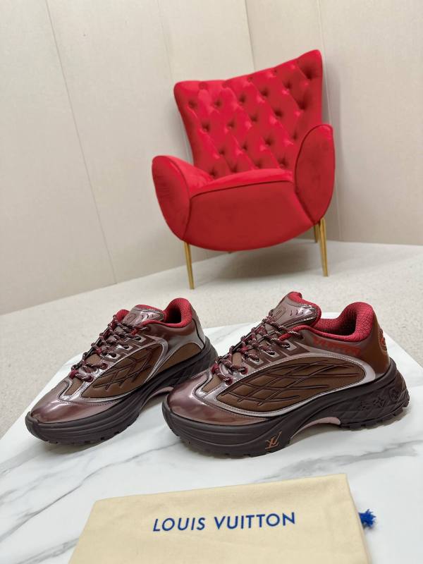 Louis Vuitton Discovery Lace Up Sneaker in Maroon