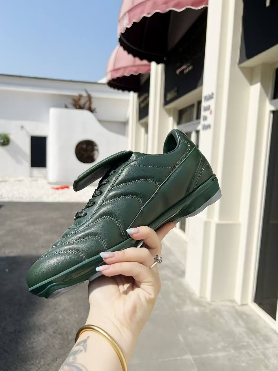 Louis Vuitton Footprint Soccer Sneaker in Green Leather - Image 4