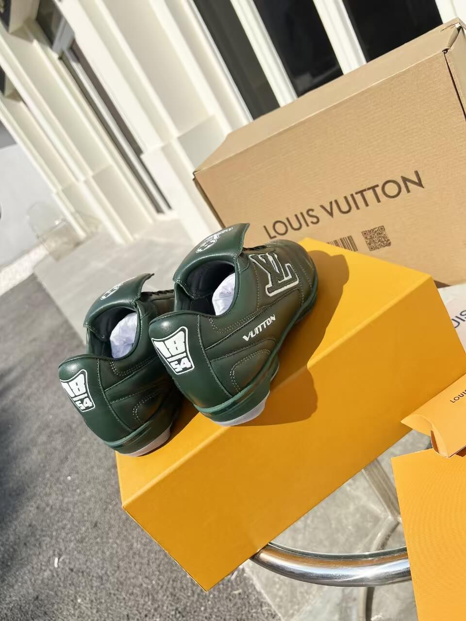 Louis Vuitton Footprint Soccer Sneaker in Green Leather - Image 6