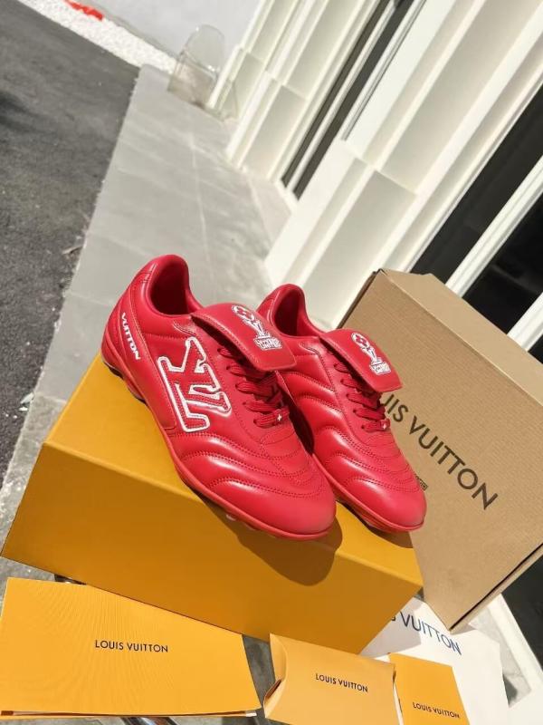 Louis Vuitton Footprint Soccer Sneaker in Red Leather