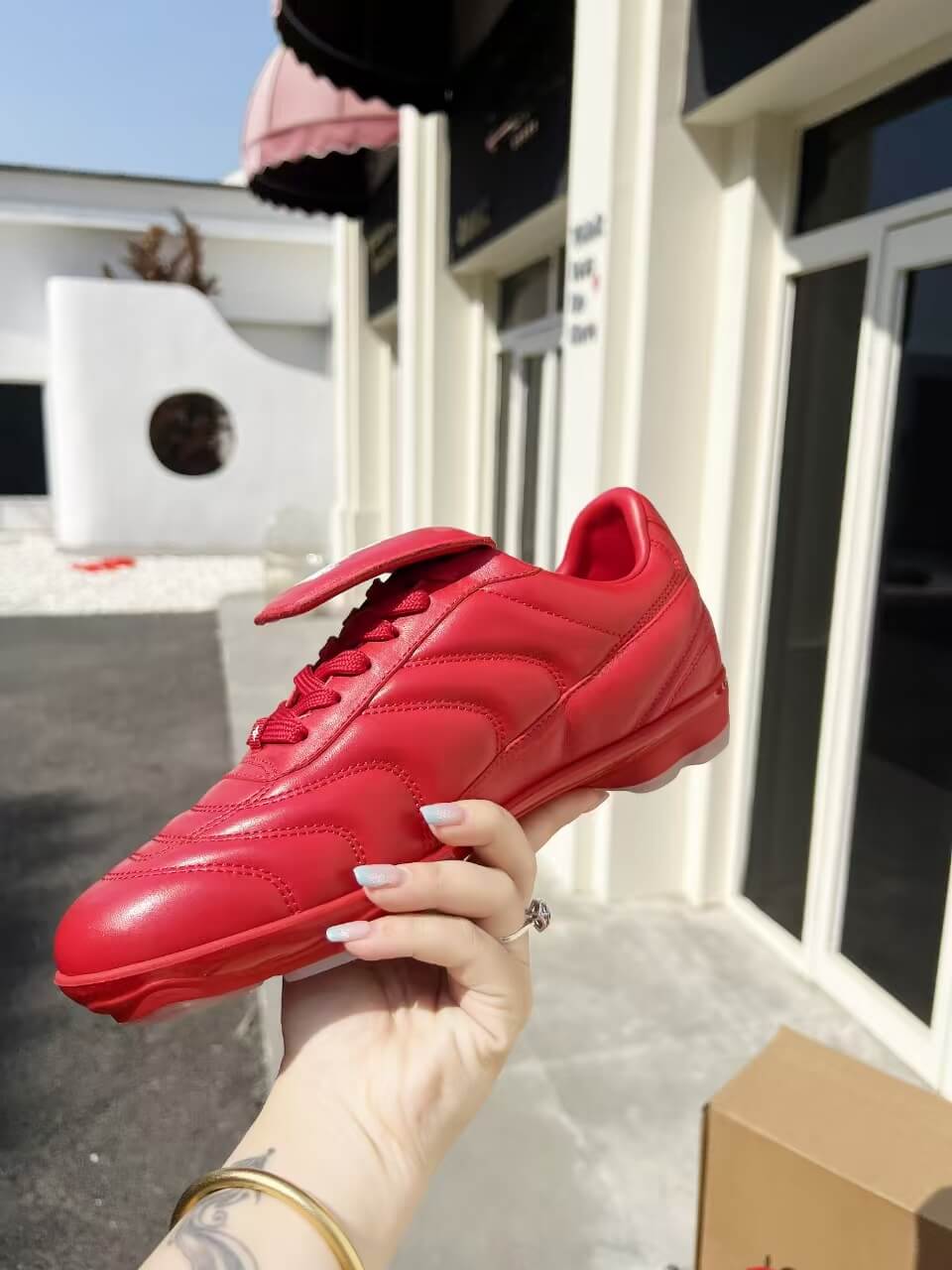 Louis Vuitton Footprint Soccer Sneaker in Red Leather - Image 2