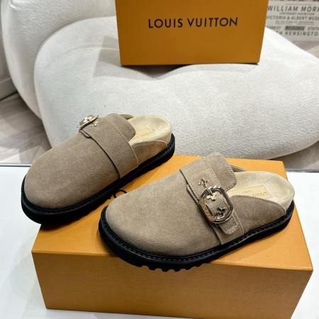 Louis Vuitton LV Cosy Flat Comfort Clog in Grey Suede