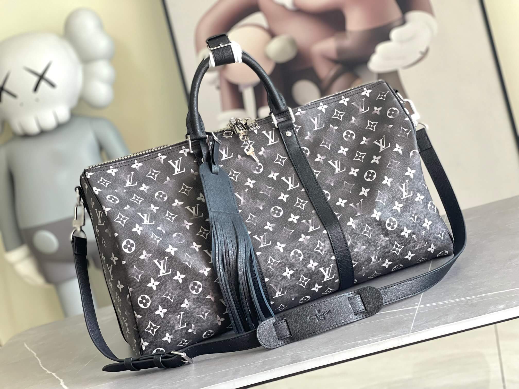 Louis Vuitton Monogram Shadow Canvas Keepall Bandoulière 50 Bag