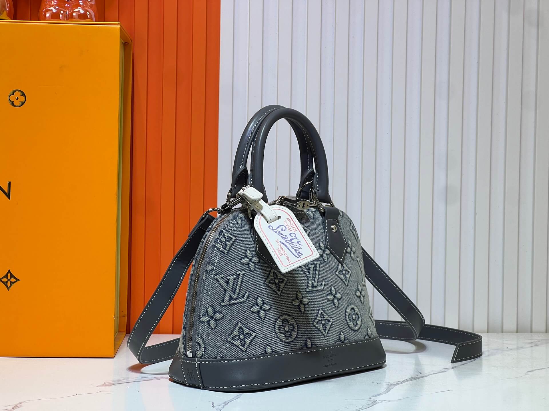 Louis Vuitton Monogram Light Blue Denim Canvas Alma BB Handbag - Image 8