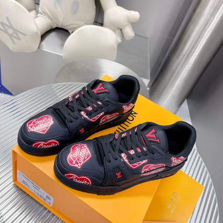 Louis Vuitton X Nigo LV Made Trainer Sneaker in Black/Red