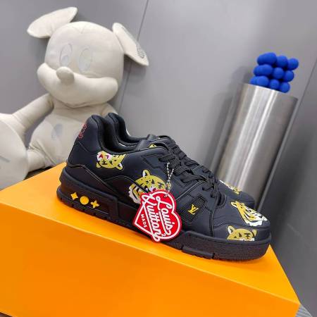 Louis Vuitton X Nigo LV Made Trainer Sneaker in Black with Tiger Print