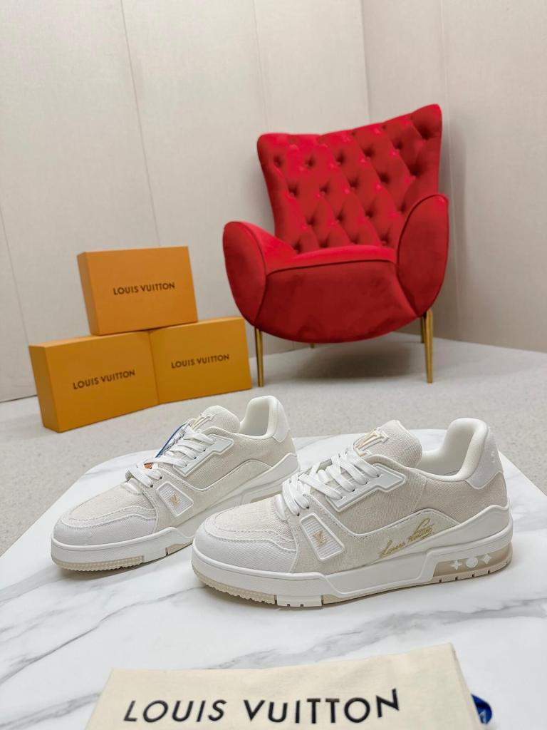Louis Vuitton Monogram Denim Trainer Sneaker in Beige