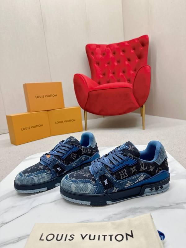 Louis Vuitton Monogram Denim Trainer Sneaker in Blue