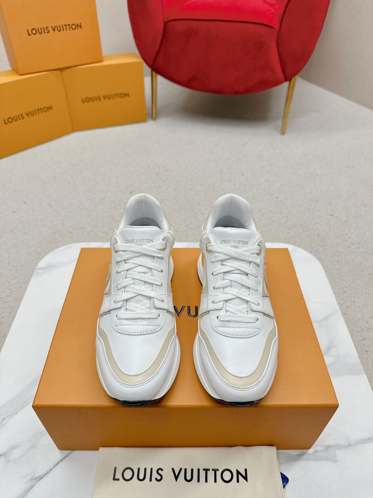 Louis Vuitton Neo Run Away Sneaker in White/Beige - Image 8
