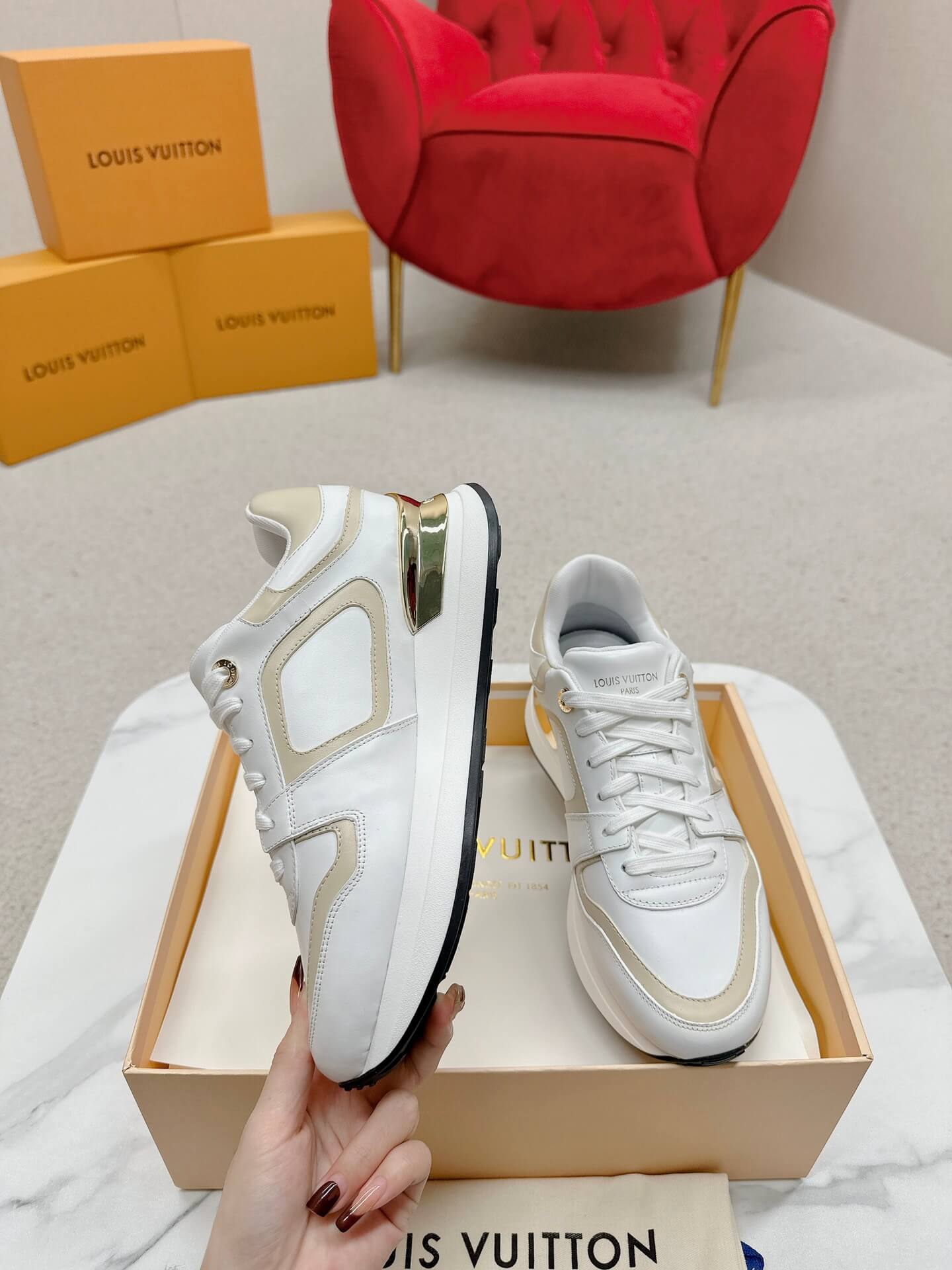 Louis Vuitton Neo Run Away Sneaker in White/Beige - Image 5