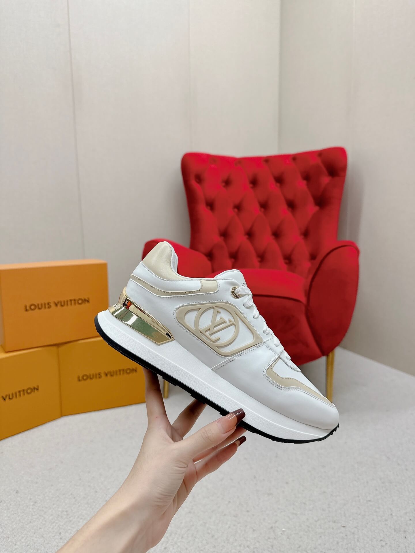 Louis Vuitton Neo Run Away Sneaker in White/Beige - Image 9