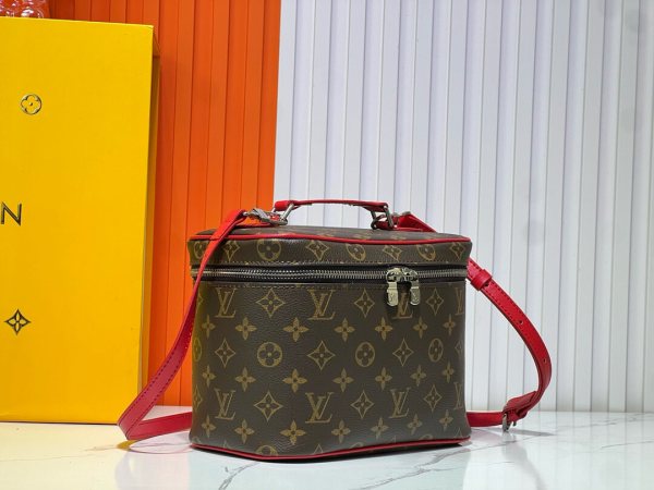 Louis Vuitton Monogram Macassar Canvas Nice BB Vanity Case with Sari Red Details