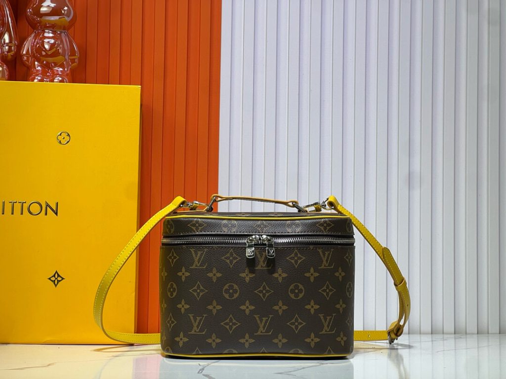 Louis Vuitton Monogram Macassar Canvas Nice BB Vanity Case Safran Yellow Details