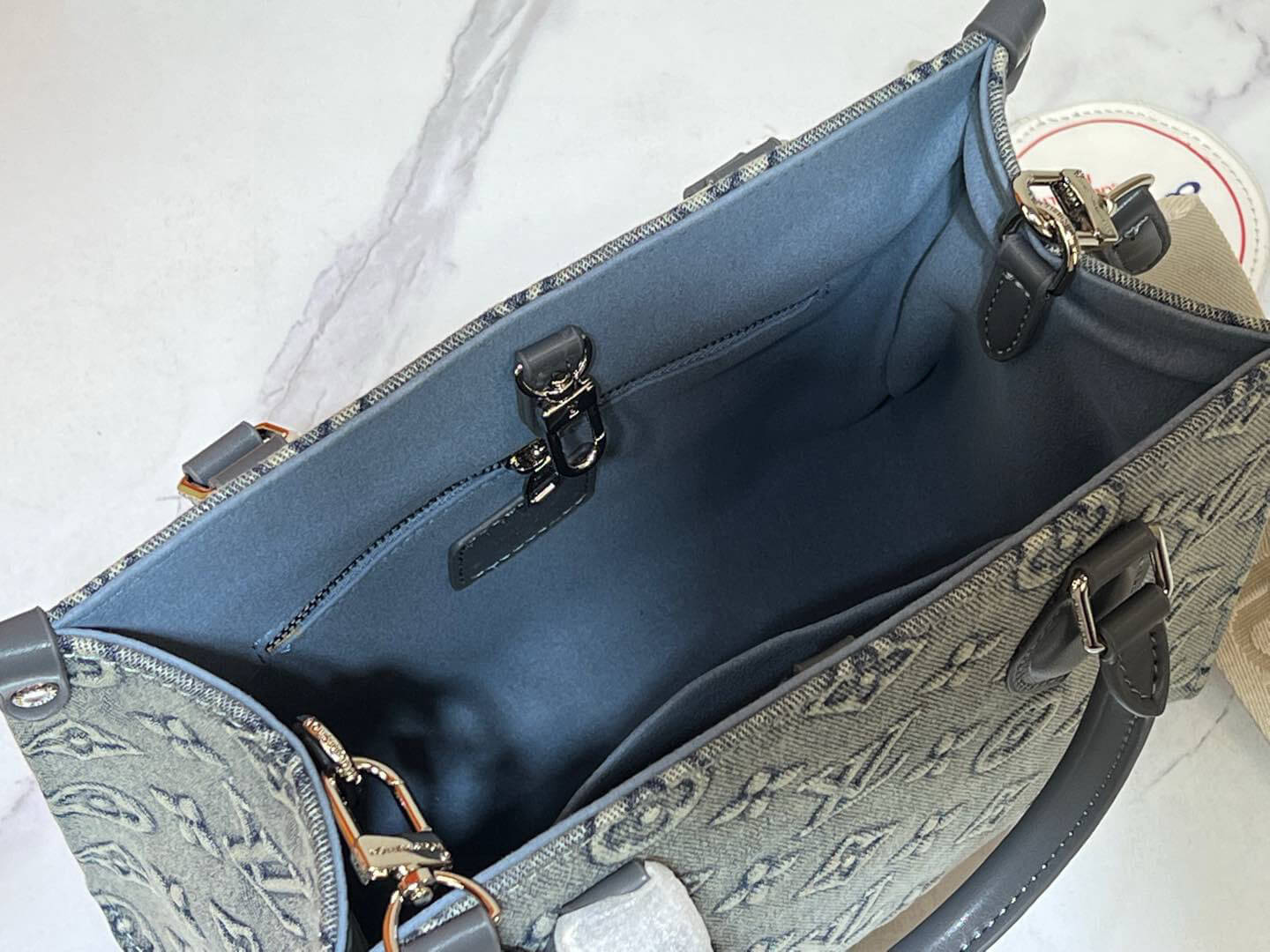 Louis Vuitton LV Monogram Light Blue Denim Canvas OnTheGo PM Bag - Image 5
