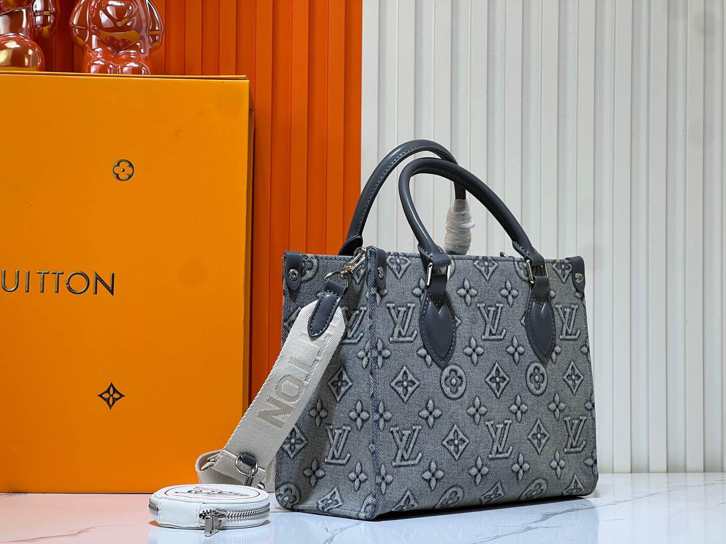 Louis Vuitton LV Monogram Light Blue Denim Canvas OnTheGo PM Bag - Image 3
