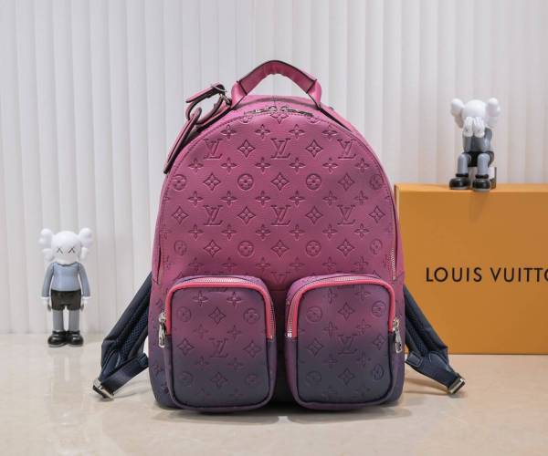 Louis Vuitton Taurillon Leather Pink Blue Illusion Monogram Multipocket Backpack