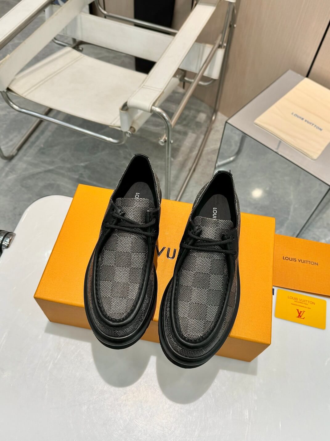 Louis Vuitton Damier Grained Leather Ranger Derby Shoe in Graphite - Image 8