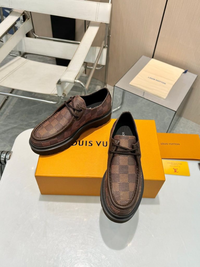 Louis Vuitton Damier Grained Leather Ranger Derby Shoe in Brown