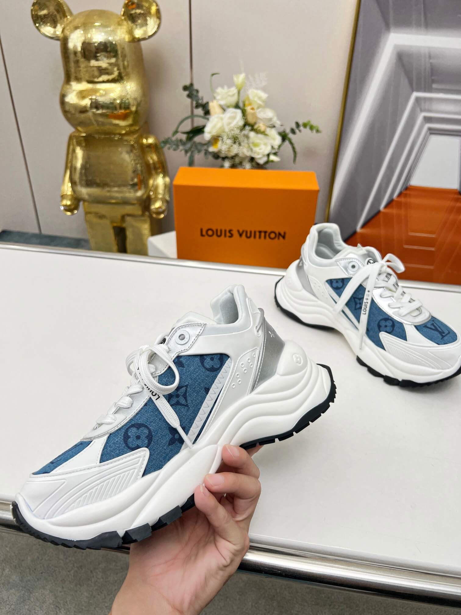 Louis Vuitton Monogram Canvas Run 55 Trainer in Blue - Image 6