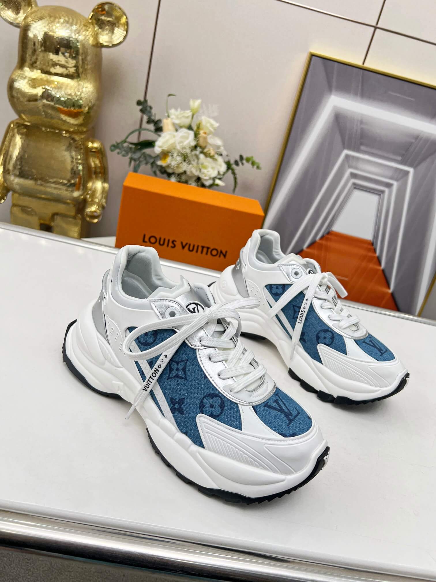 Louis Vuitton Monogram Canvas Run 55 Trainer in Blue - Image 3