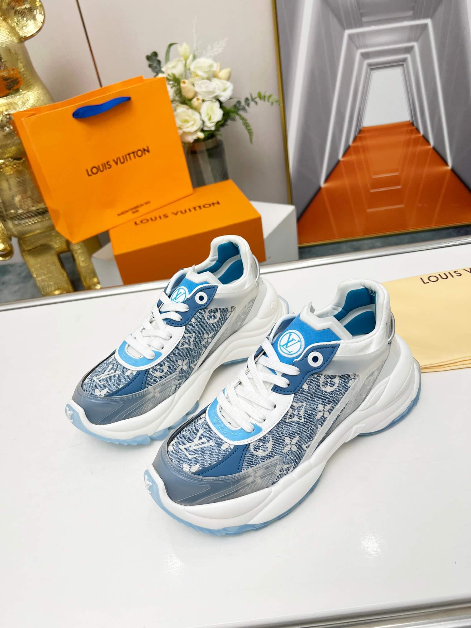 Louis Vuitton Monogram Canvas Run 55 Trainer in Light Blue